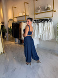 Denim Ballon Pants & Crop Top