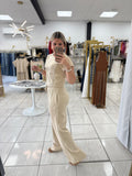 Beige Two Pieces Pants Set