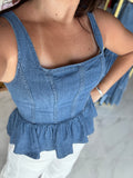 Denim Peplum Top