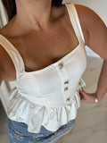 White SquareNeck Peplum Top