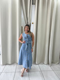 LightDenim Buttons Midi Dress