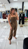Mocha Straps Jogger Jumpsuit