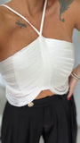 White Fringes Halter Top