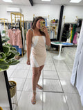 Oatmeal White Wavy Dress