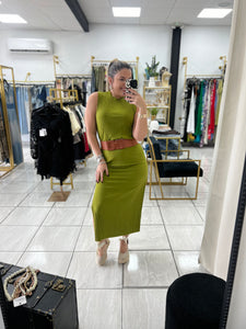 Olive Everyday Midi Dress (belt not included)