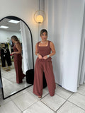 Brick Peplum Top & WideLeg Pants