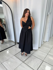 Black Knotted Midi Dress