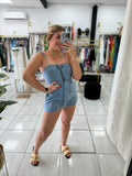 Sash Denim Romper