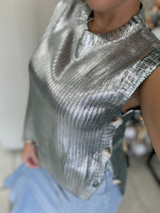 Hunter Silver Metallic Sweater Top