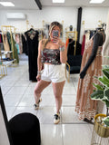 Charcoal Sequin Spaghetti Crop Top