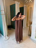 Brown Lace OpenBack Dress