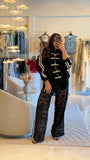Black TwoPieces Lace Pants Set
