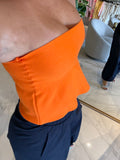 Orange Strapless Peplum
