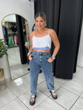 WhiteBlue Cropped Spaghetti Top