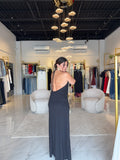 Black GoldenOrbit Halter Dress