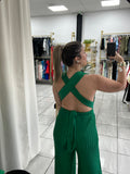 Jewel Green Vneck Jumpsuit