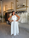 White HalterNeck Midi Dress
