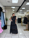 Black Bubble Top & Lace Skirt