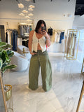 Olive Pockets WideLeg Pants