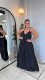 Black WideLeg VNeck Jumpsuit
