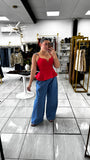 Red SweetNeck Peplum Top