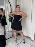 Black Strapless BackBow Dress