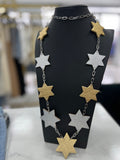 Long Leather Stars Necklace