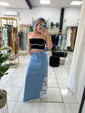 Denim Maxi Skirt Lace