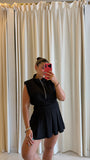 Black Scuba ZipUp Romper
