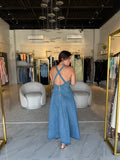 LightDenim VNeck Midi Dress