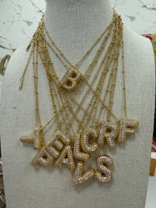 Initial Gold & Rhinestones Necklace