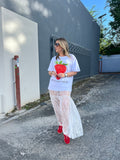 White Mesh Lace Skirt