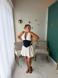 White DarkDenim Corset Dress