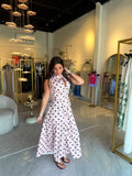 Pink Black Dots Midi Dress