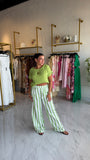 Green Striped Top & Pants Set