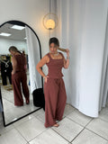 Brick Peplum Top & WideLeg Pants