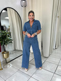 Collar Denim Jumpsuit