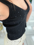 Black Sequin Tank Top