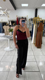 Black Grommet Details Pants