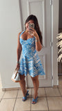 BlueWhite Halter Dress