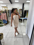 Oatmeal White Wavy Dress