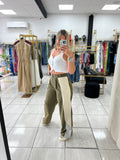 Green Track Style Loose Trousers