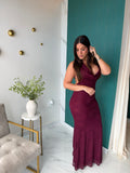Wine Lace Halter Dress