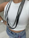 Leather Black & Silver Layering Necklace