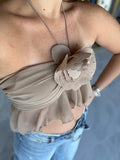 Taupe Petal Halter Top