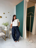Denim Pleat Barrel Jeans