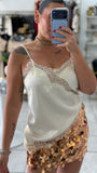 Beige Lace Camisole Top (Oversized)