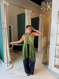 Green Fringes Wrap Top