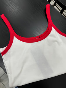 White Red Basic Tank Top