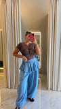 Brown OpenCut Top
